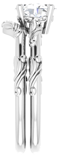 Sužadėtuvių Žiedas „Solitaire Scroll“ 14k white gold Oval 7mm x 5mm (9)