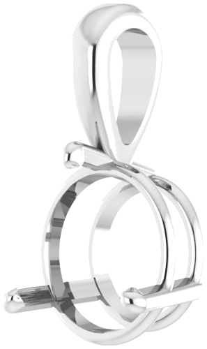 14K White 10.5 mm Round 3-Prong Pendant Mounting (2)