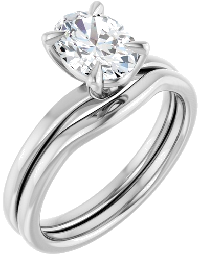 Sužadėtuvių Žiedas 14k white gold Oval 8mm x 6mm (6)