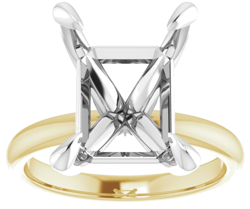 14K Yellow White 12 x 10 mm Emerald Engagement Ring Mounting (3)