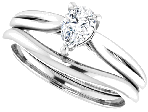 Sužadėtuvių Žiedas „Solitaire“ 14k white gold Pear 6mm x 4mm (10)