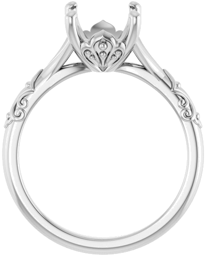 Sužadėtuvių Žiedas „Solitaire Sculptural“ 14k white gold Oval 10mm x 8mm (2)