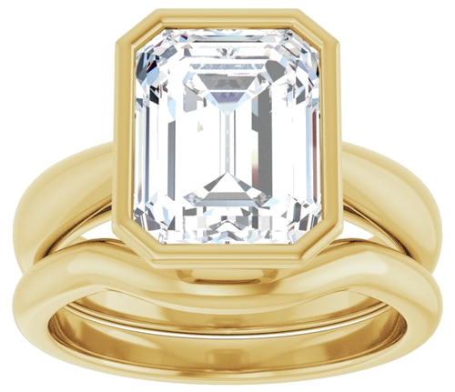 Sužadėtuvių Žiedas „Bezel-Set Solitaire“ 14k yellow gold Emerald 10mm x 8mm (8)