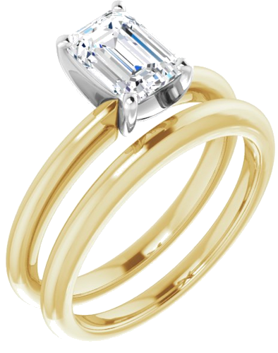 14K Yellow   White  7x5 mm Emerald Solitaire Engagement Ring Mounting (6)