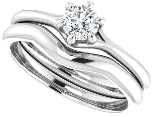 Sužadėtuvių Žiedas „Solitaire“ 14k white gold Round 4.4mm (10)