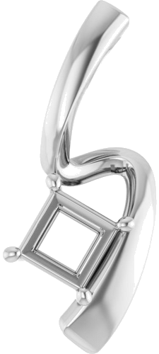Pakabukas „Solitaire Freeform“ 14k white gold Square 5mm (1)