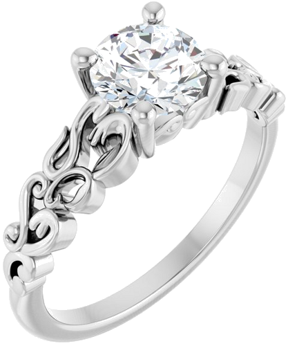 Sužadėtuvių Žiedas „Solitaire Sculptural“ 14k white gold Round 6.5mm (6)