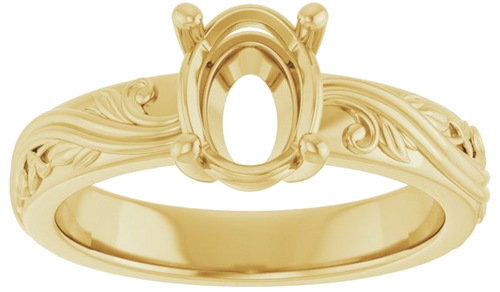 Sužadėtuvių Žiedas „Solitaire Sculptural“ 14k yellow gold Oval 8mm x 6mm (3)