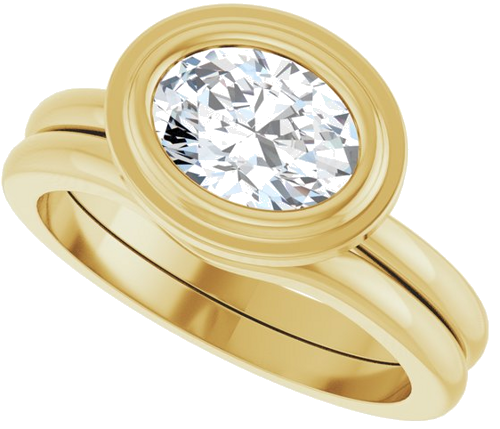 Sužadėtuvių Žiedas „Bezel-Set Solitaire“ 14k yellow gold Oval 8mm x 6mm (10)