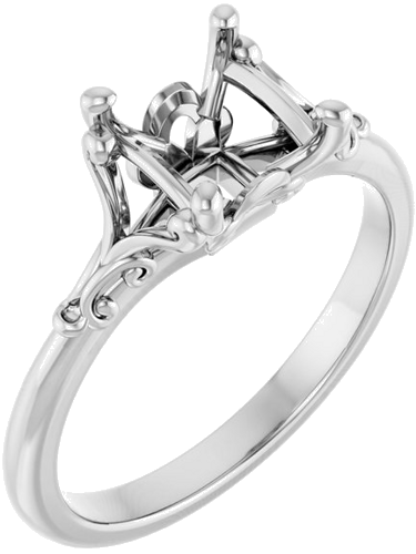 14K White 5.5 mm Square Solitaire Engagement Ring Mounting (1)
