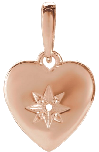 14K Rose 1.5 mm Round Accented Heart Pendant (1)