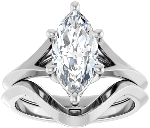 Sužadėtuvių Žiedas „Solitaire Split Shank“ 14k white gold Marquise 12mm x 6mm (8)
