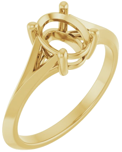 Sužadėtuvių Žiedas „Solitaire Split Shank“ 14k yellow gold Oval 8mm x 6mm (1)