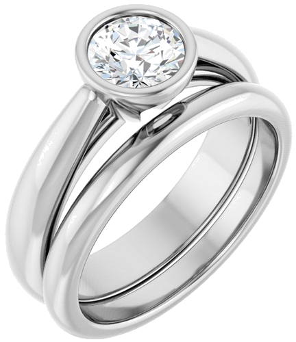 Sužadėtuvių Žiedas „Bezel-Set Solitaire“ 14k white gold Round 5.8mm (6)