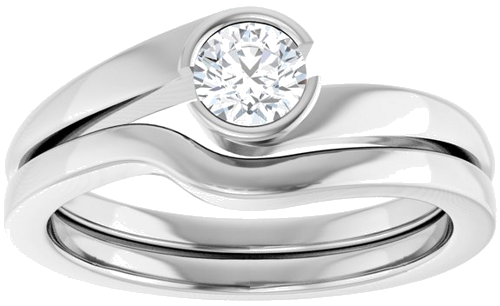 Sužadėtuvių Žiedas „Half-Bezel Solitaire“ 14k white gold Round 4.4mm (8)