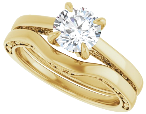 Sužadėtuvių Žiedas „Solitaire Floral“ 14k yellow gold Round 6.5mm (10)
