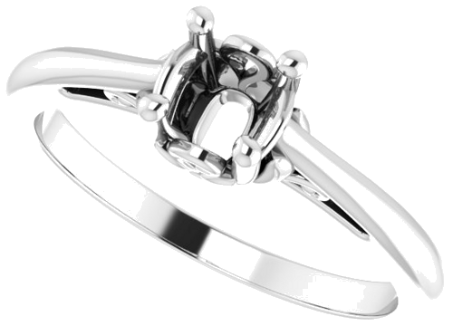 14K White 5.2 mm Round Solitaire Engagement Ring Mounting (5)