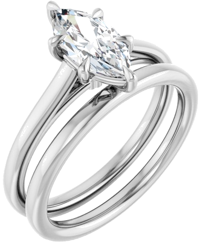 Sužadėtuvių Žiedas „Claw-Pong“ 14k white gold Marquise 10mm x 5mm (6)