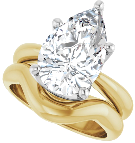 Sužadėtuvių Žiedas „Solitaire Crown-Inspired“ 14k yellow/white gold Pear 14mm x 9mm (10)