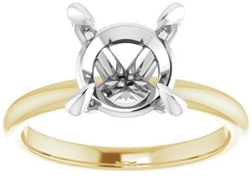 14K Yellow White 9 mm Round Engagement Ring Mounting (3)