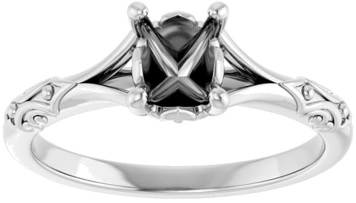 14K White 7x5 mm Oval Solitaire Engagement Ring Mounting (3)