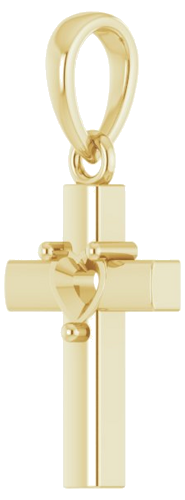 Pakabukas „Heart Cross“ 14k yellow gold Heart 3mm (2)