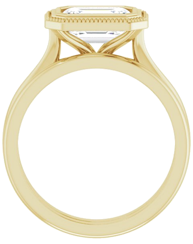 Sužadėtuvių Žiedas „Bezel-Set Solitaire Milgrain“ 14k yellow gold Emerald 8mm x 6mm (7)