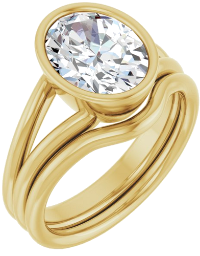 Sužadėtuvių Žiedas „Bezel-Set Solitaire“ 10k yellow gold Oval 10mm x 8mm (6)