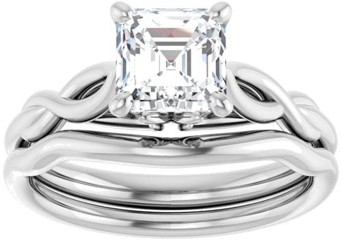 Sužadėtuvių Žiedas „Solitaire Sculptural“ 14k white gold Asscher 6mm (8)