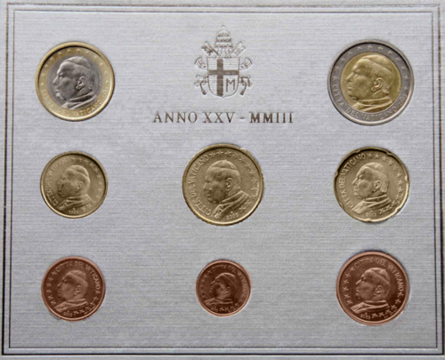 2003 Ватикан Иоанн Павел II Набор монет евро BU (2)