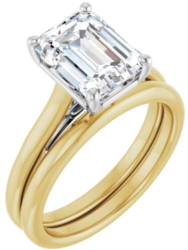 Sužadėtuvių Žiedas „Solitaire“ 585 Baltojo Ir Geltonojo Aukso Emerald 9mm x 7mm (6)