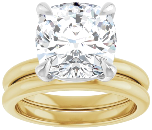 14K Yellow White 10x10 mm Cushion Solitaire Engagement Ring Mounting (7)