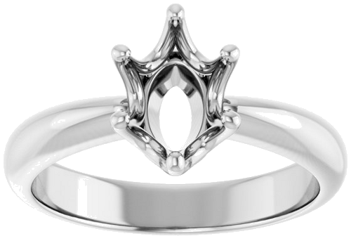 Sužadėtuvių Žiedas „Solitaire Crown-Inspired“ 14k white gold Oval 8mm x 6mm (3)