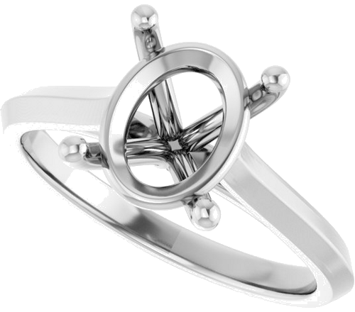 14K White 10x8 mm Oval Solitaire Engagement Ring Mounting (5)