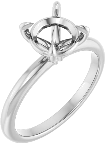 14K White 8 mm Round Solitaire Engagement Ring Mounting (1)