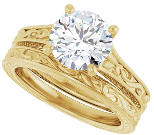 Sužadėtuvių Žiedas „Solitaire Scroll“ 14k yellow gold Round 8.2mm (10)