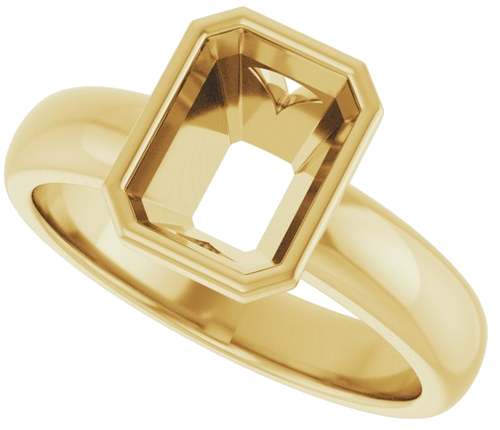 Sužadėtuvių Žiedas „Bezel-Set Solitaire“ 14k yellow gold Emerald 8mm x 6mm (5)
