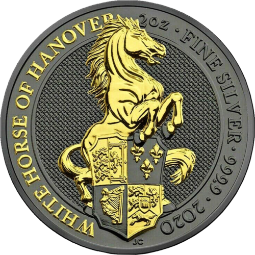 2 oz Белая Лошадь Ганноверов (Art of Color collection) 5 фунтов позолоченная серебряная монета (1)