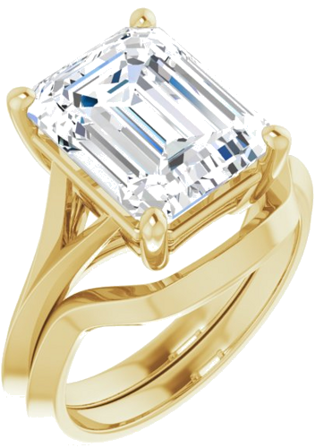 Sužadėtuvių Žiedas „Solitaire Split Shank“ 14k yellow gold Emerald 11mm x 9mm (6)
