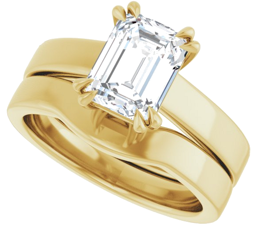 Sužadėtuvių Žiedas „Solitaire“ 585 Geltonojo Aukso Emerald 8mm x 6mm (10)