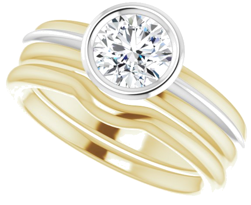 Sužadėtuvių Žiedas „Bezel-Set Solitaire“ 14k yellow/white gold Round 6mm (10)
