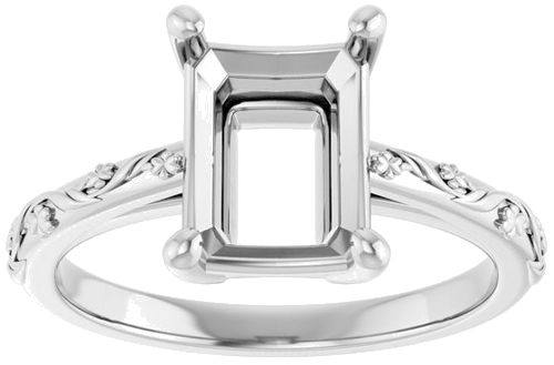Sužadėtuvių Žiedas „Solitaire“ 14k white gold Emerald 9mm x 7mm (3)