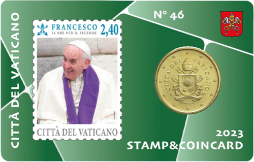 2023 Vatican Coat of Arms of Francis 50 cent coin on BU card with stamp (5)
