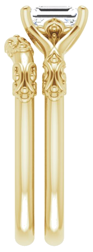 Sužadėtuvių Žiedas „Solitaire Sculptural“ 14k yellow gold Emerald 6mm x 4mm (9)
