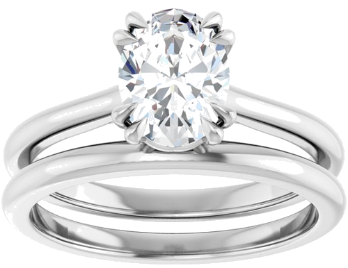 Sužadėtuvių Žiedas „Solitaire“ 585 Baltojo Aukso Oval 8mm x 6mm (8)