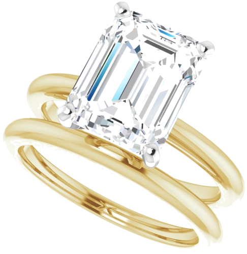 14K Yellow   White  10x8 mm Emerald Solitaire Engagement Ring Mounting (10)