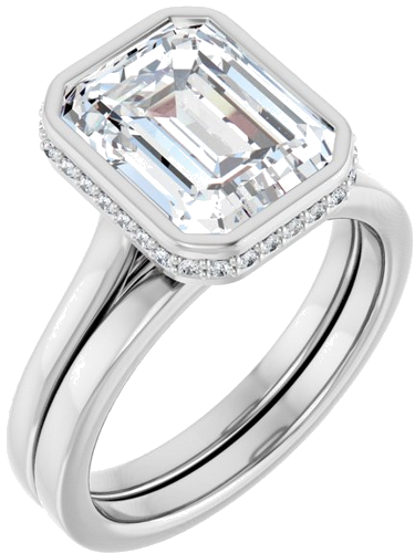 Sužadėtuvių Žiedas „Hidden Halo-Style“ 950 Platinos Emerald 10mm x 8mm (6)