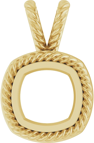 Pakabukas „Rope Bezel-Set Solitaire“ 14k yellow gold Cushion 7mm (1)