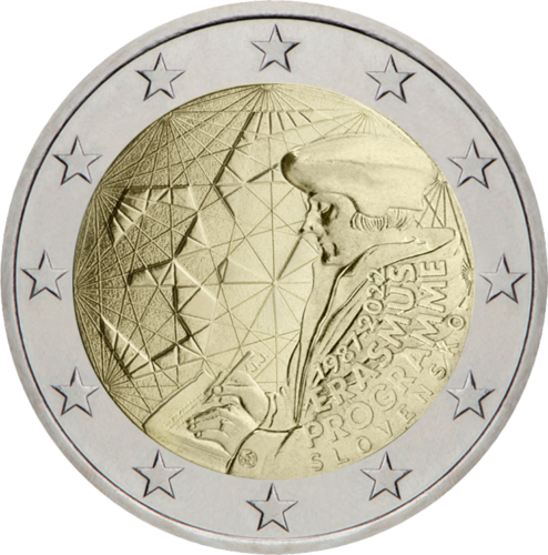 2022 Slovākija Erasmus 35 gadu jubilejas 2 eiro monēta (1)