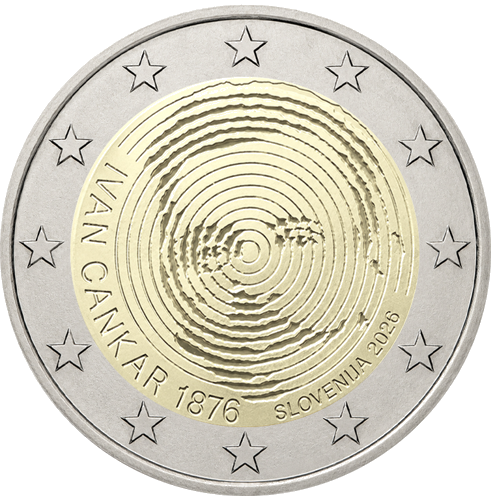 2026 Slovēnija Ivans Cankars 2 eiro monēta (1)
